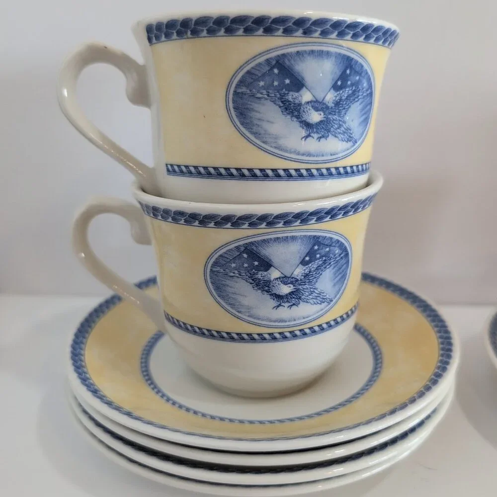 Set Of 5 Churchill American Heritage Millennium Collection Cups & Saucers VTG - Picture 4 of 7